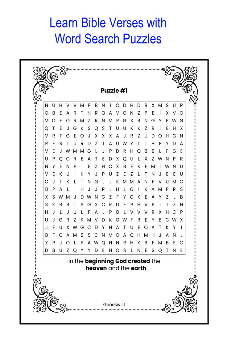 Genesis Bible Verse Word Search with regard to Psalm 23 Word Search Free Printable