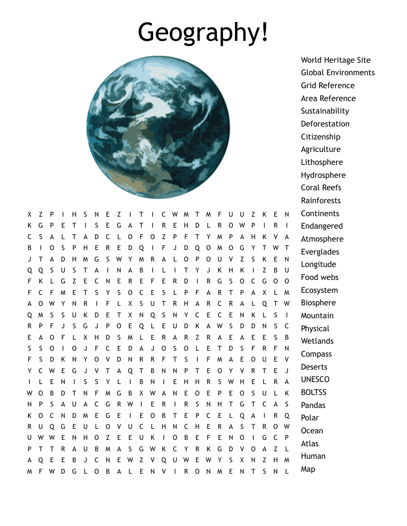 Geography! Word Search - Wordmint throughout Geography Word Search Printable