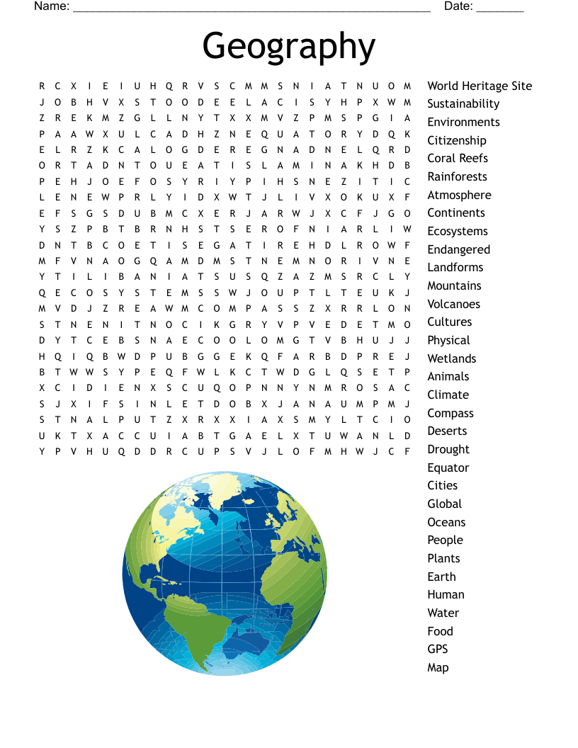 Geography Word Search - Wordmint with regard to Printable Word Search Geography