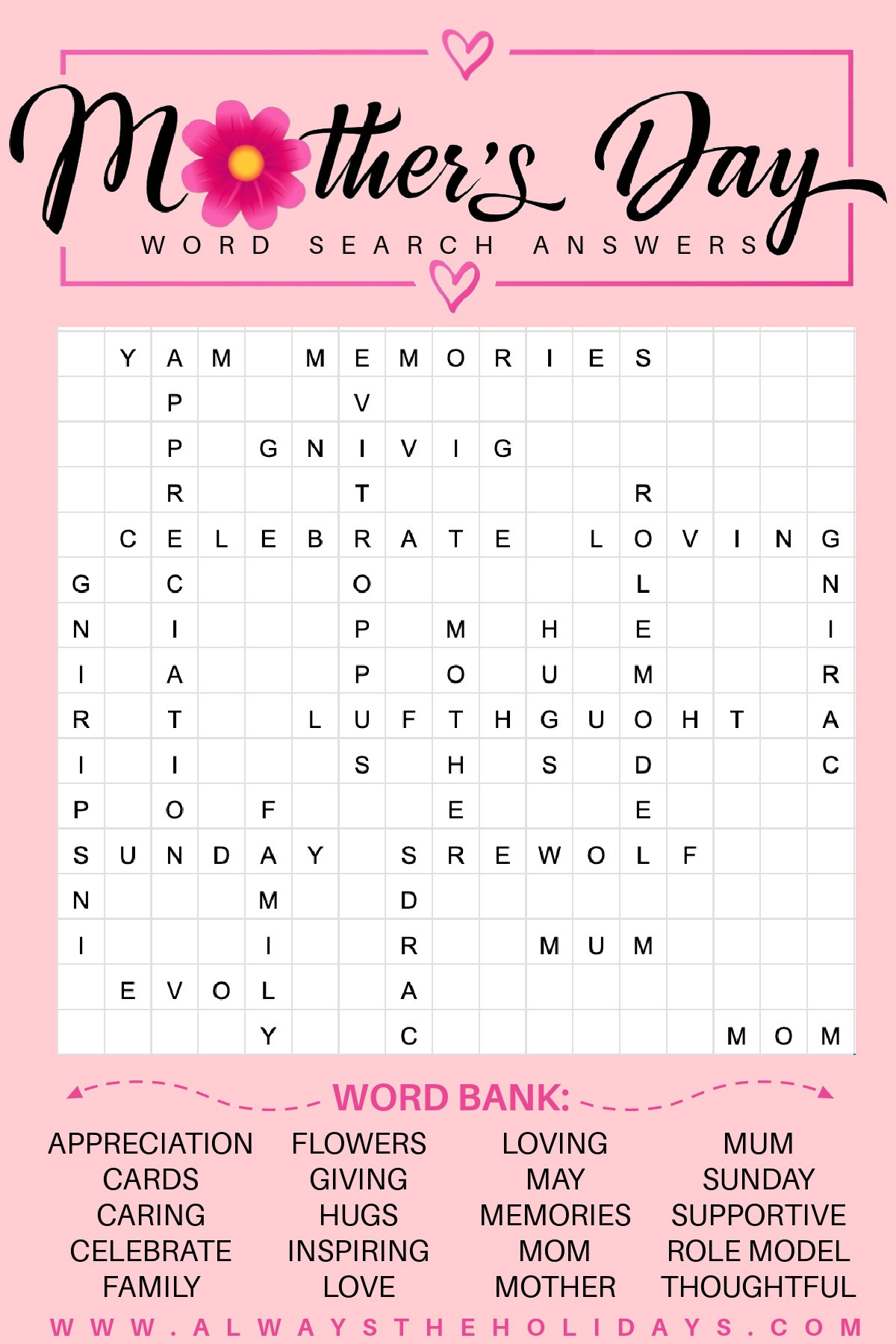 Get A Mother&amp;#039;S Day Word Search - Free Mother&amp;#039;S Day Printable intended for Free Printable Mothers Day Word Search