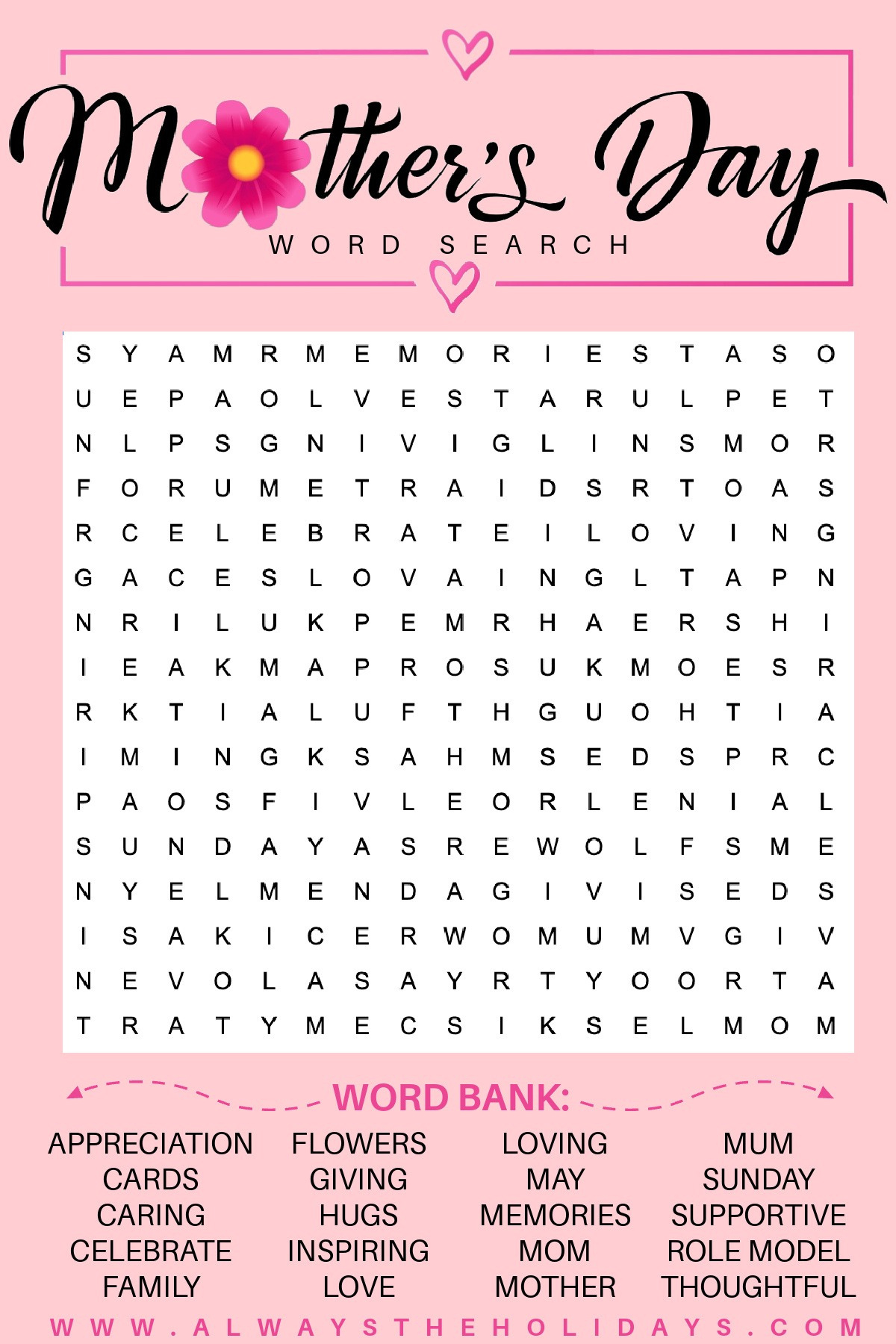 Get A Mother&amp;#039;S Day Word Search - Free Mother&amp;#039;S Day Printable with Mother&amp;#039;S Day Word Search Free Printable