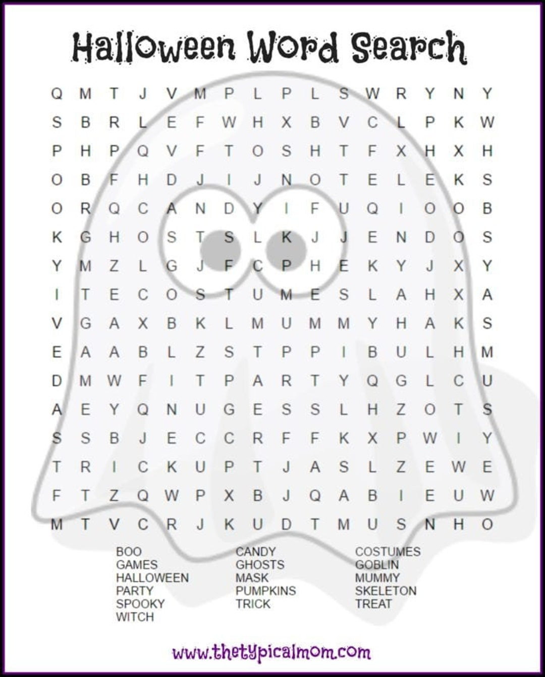 Ghost Halloween Word Search Printable - Etsy pertaining to Spooky Word Search Printable