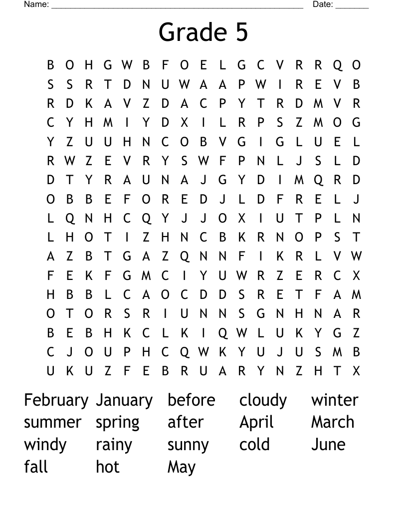 Grade 5 Word Search - Wordmint throughout Printable Word Search 5th Grade