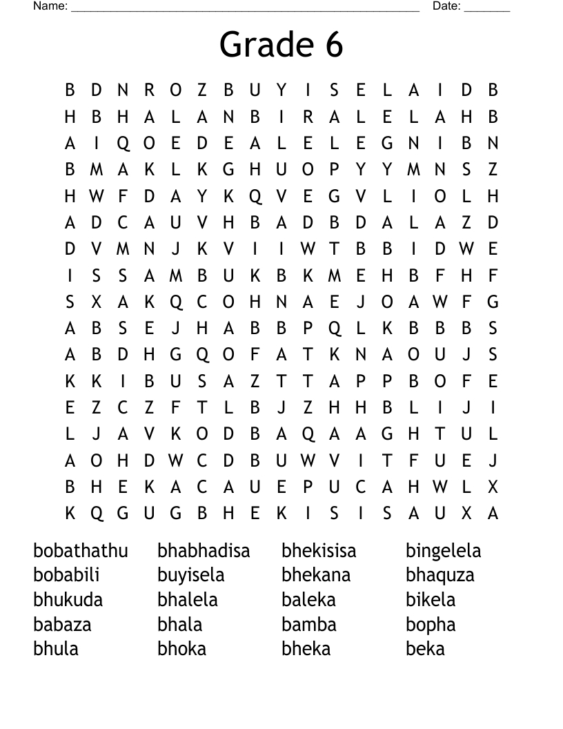 Grade 6 Word Search - Wordmint pertaining to Year 6 Word Search Printable