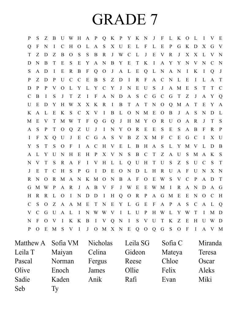 Grade 7 Word Search - Wordmint intended for Word Search Puzzles For 7th Grade Printable