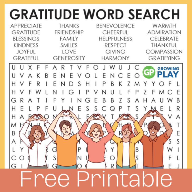 Gratitude Word Search Printable
