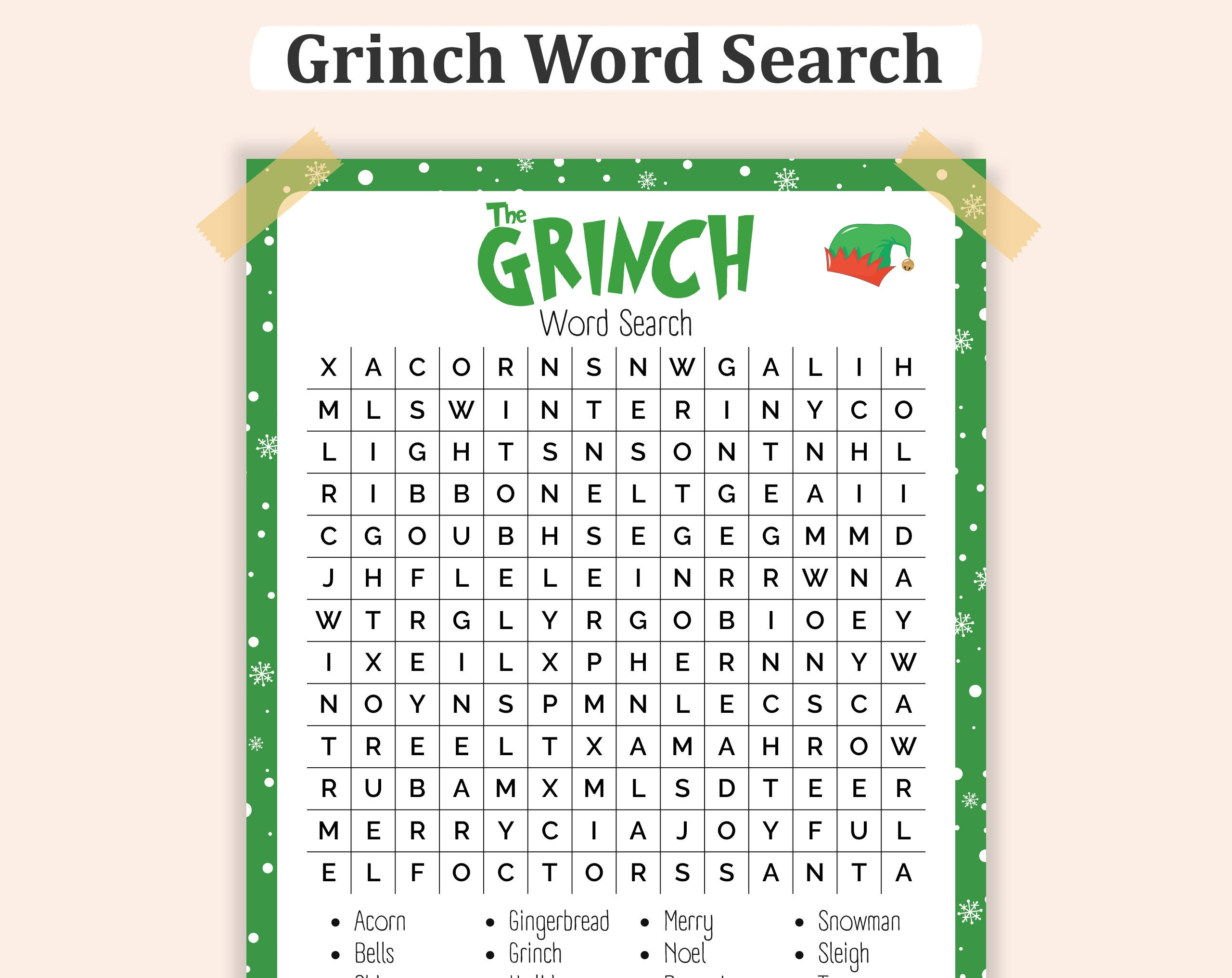 Grinch Word Search Printable, Weihnachten Wortsuche, Die Grinch for Grinch Word Search Printable