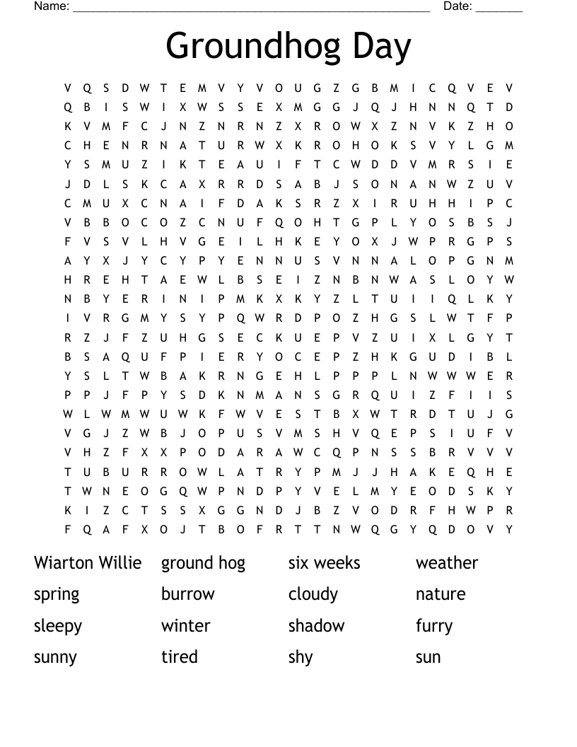 Groundhog Day Word Search - Wordmint for Groundhog Day Word Search Printable
