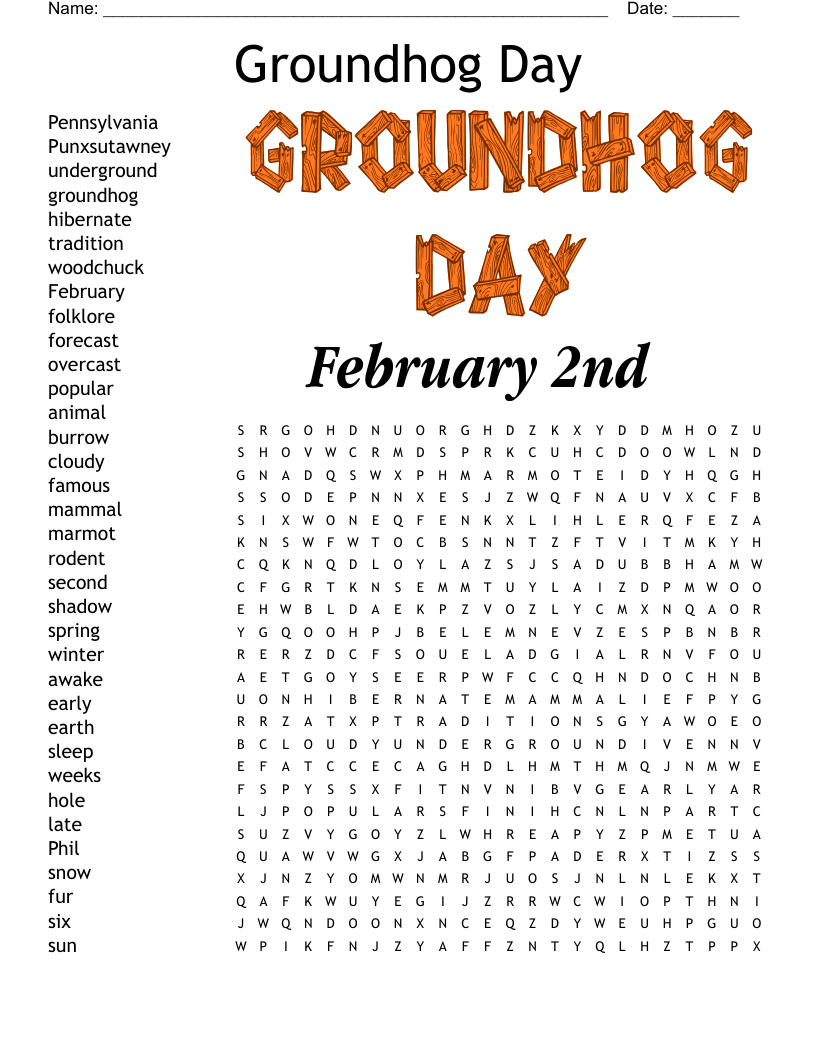 Groundhog Day Word Search - Wordmint within Groundhog Day Word Search Printable