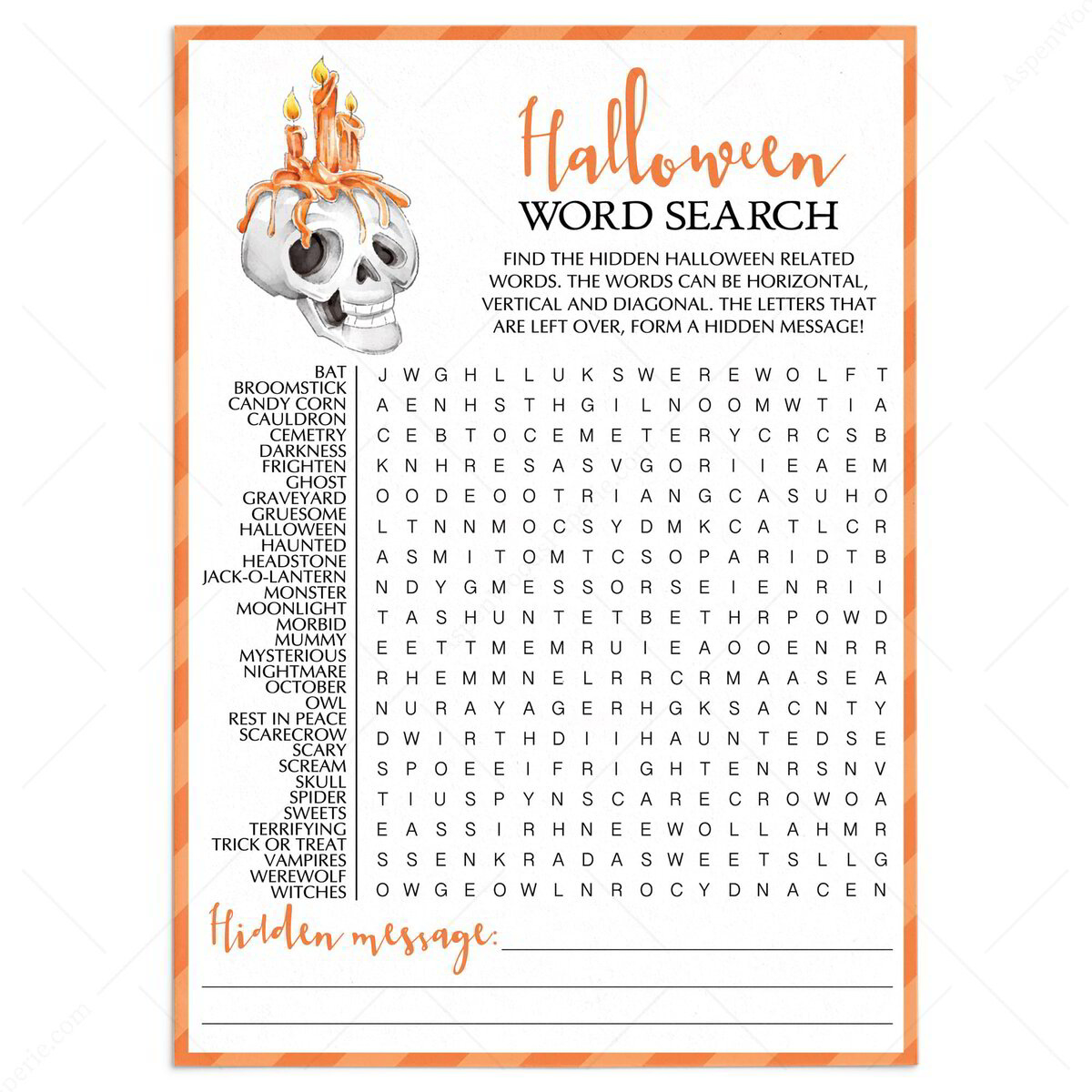 Halloween Word Search | Halloween Classroom Activity Idea | Printable throughout Free Printable Word Search with Hidden Messages