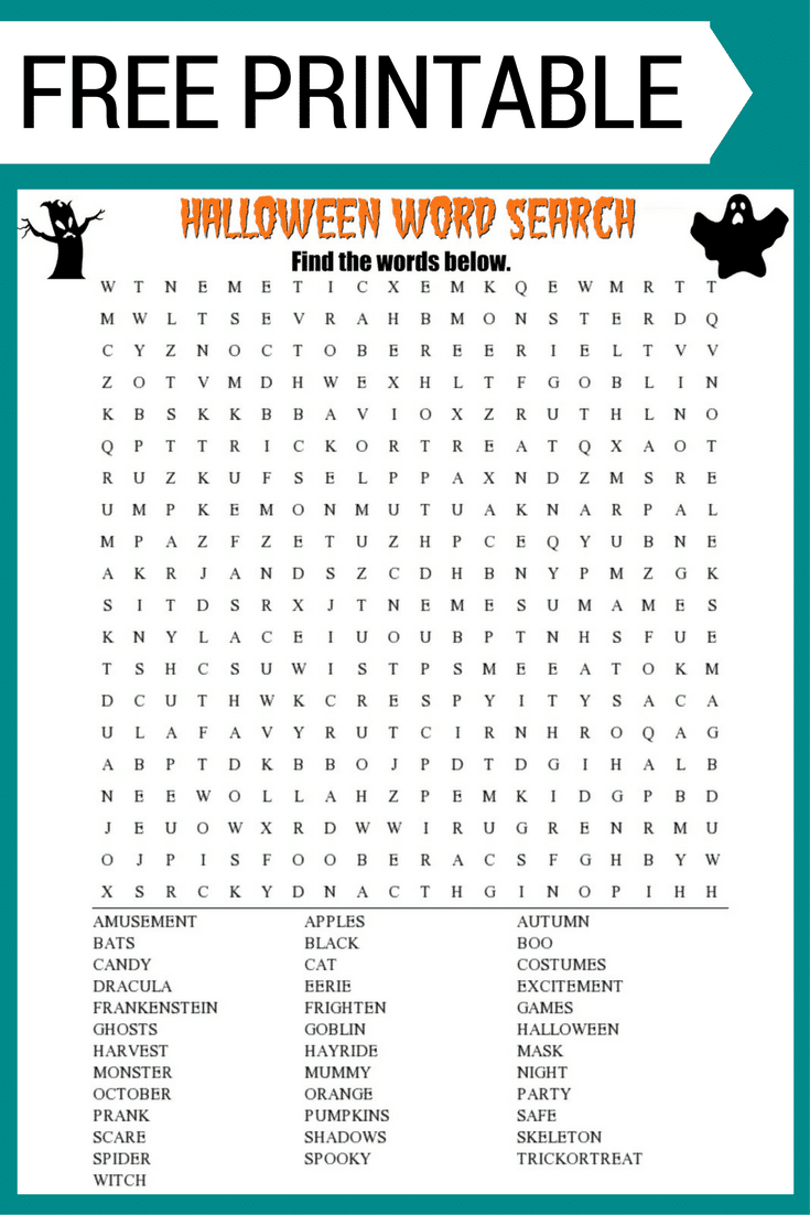 Halloween Word Search Printable (Free Download!) intended for Halloween Printable Word Search Puzzles