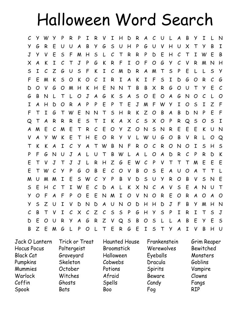 Halloween Word Search - Wordmint pertaining to Halloween Word Search Puzzles Free Printable