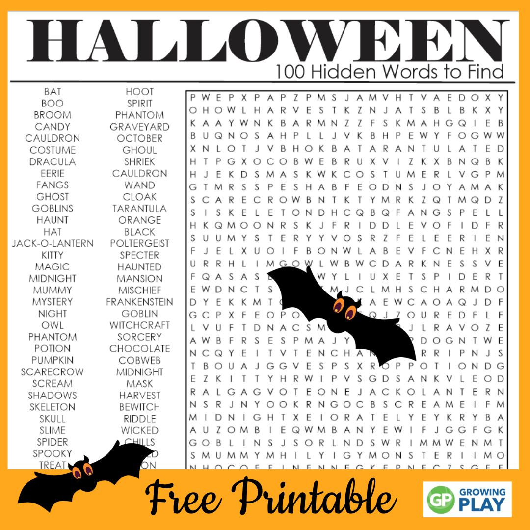 Hard Halloween Word Search Free Printable - Growing Play inside Halloween Word Search Printable Hard