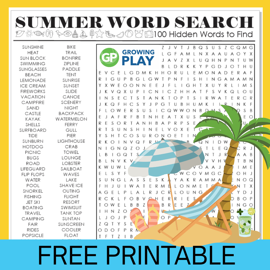 Hard Summer Word Search Free Printable Puzzle - Growing Play with regard to Hard Summer Word Search Printable Free