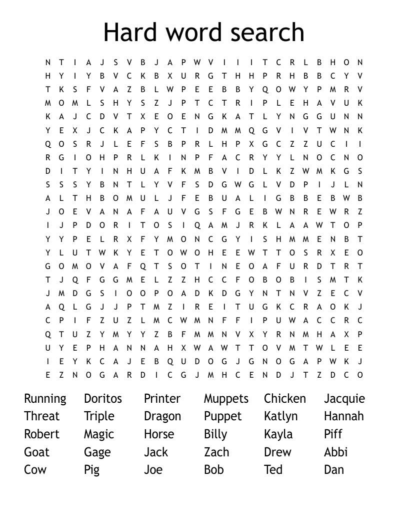 Hard Word Search - Wordmint for Free Printable Word Search Puzzles Hard
