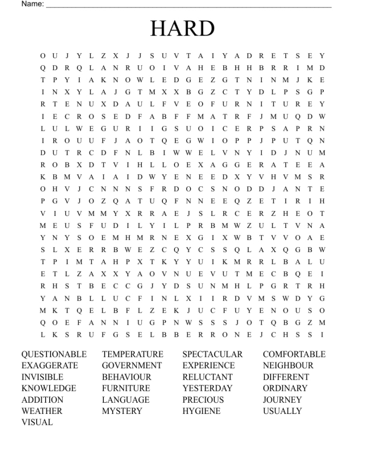 Printable Word Search Printable Word Search