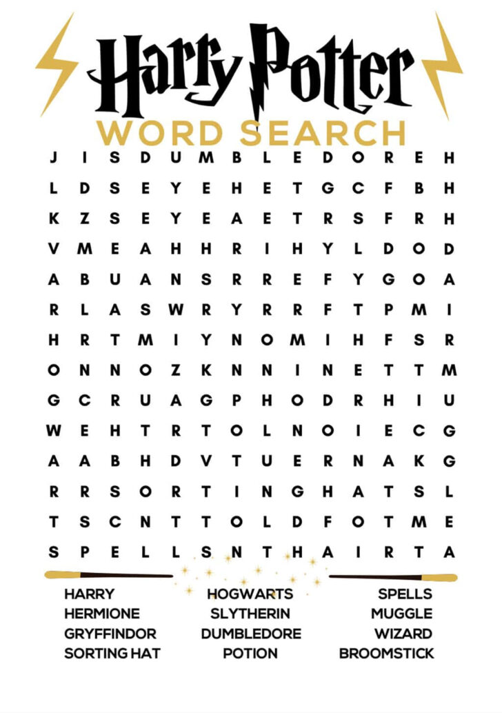 Free Printable Word Search Harry Potter