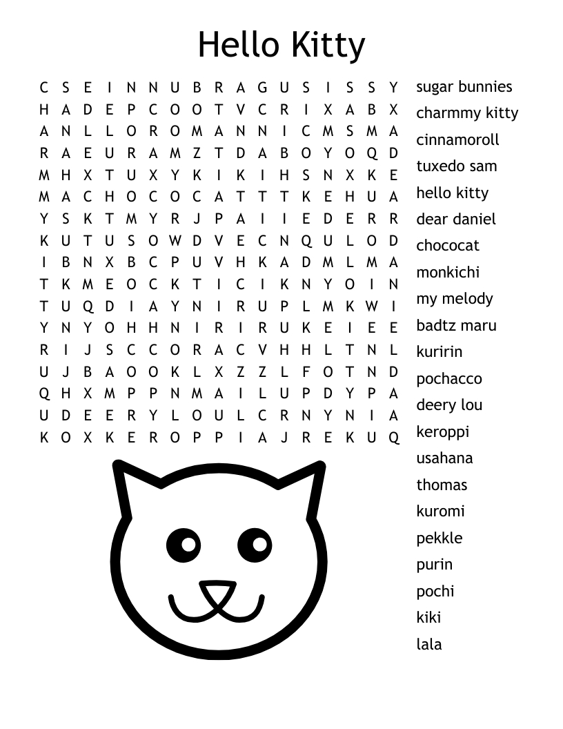 Hello Kitty Word Search - Wordmint throughout Hello Kitty Word Search Printable