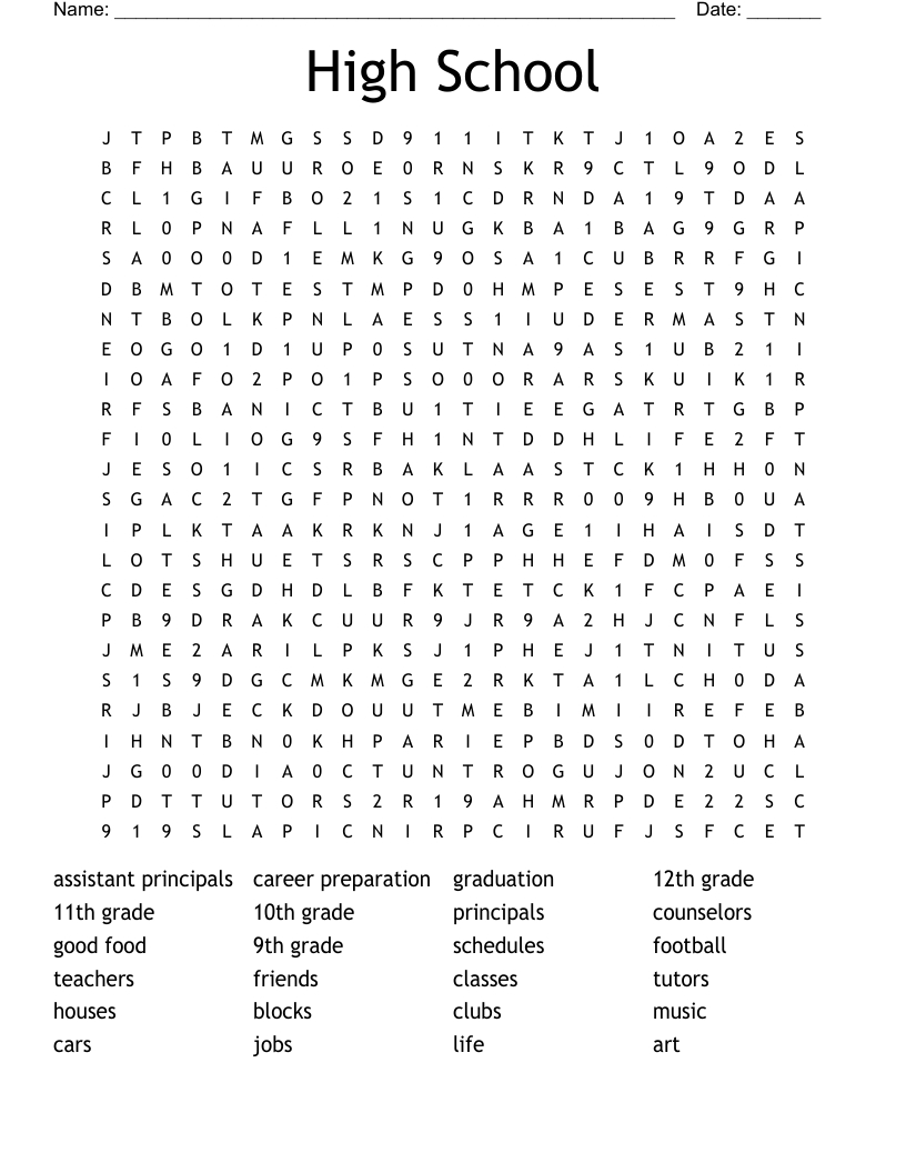 High School Word Search - Wordmint throughout Free Printable Word Search For High School Students