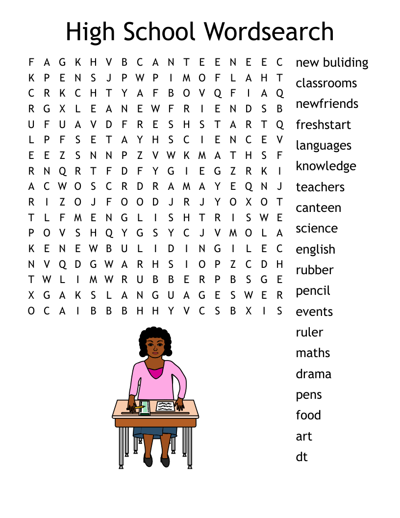 High School Wordsearch - Wordmint throughout Printable Word Search English