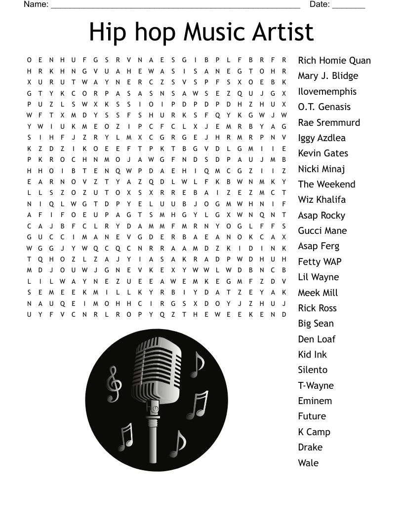 Hip Hop Music Artist Word Search - Wordmint regarding Free Printable Word Search Puzzles Hip Hop Artists