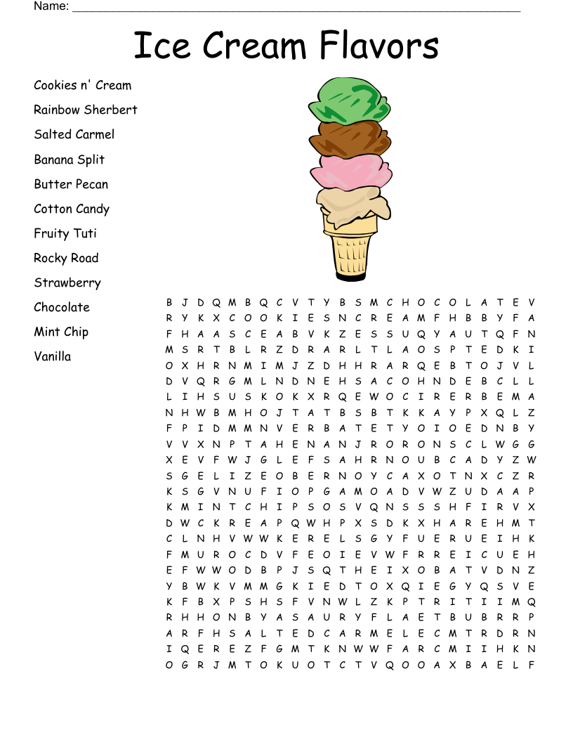 Ice Cream Flavors Word Search - Wordmint with regard to Printable Word Search Ice Cream
