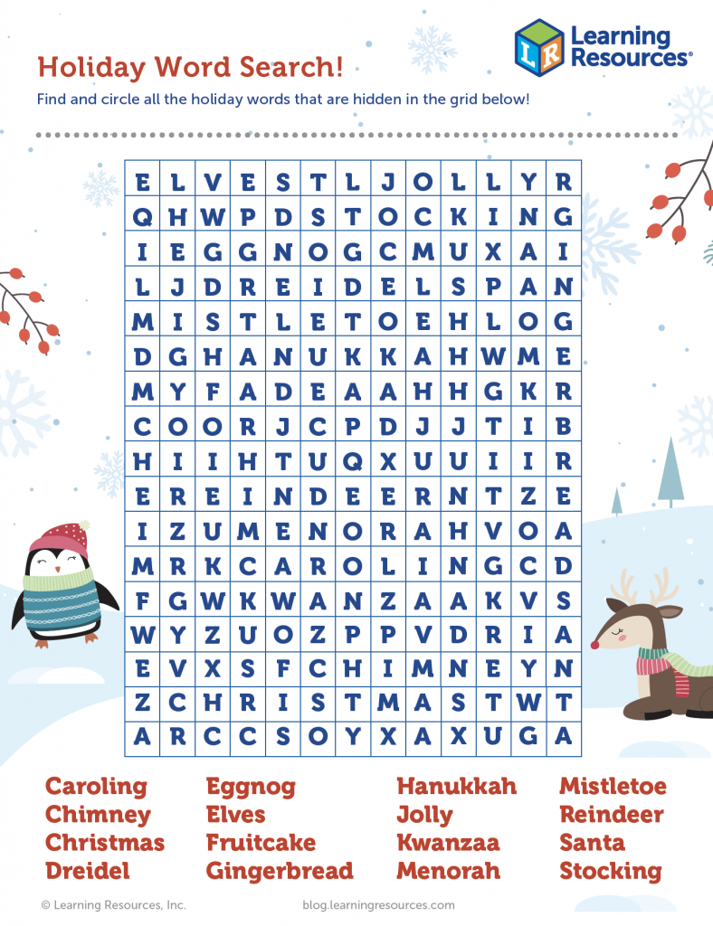 Jolly Holiday Word Search! | Learning Resources with Free Printable Holiday Word Searches