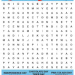 July Word Search Printable   National Days Word Find Puzzle For Free Printable Word Search July