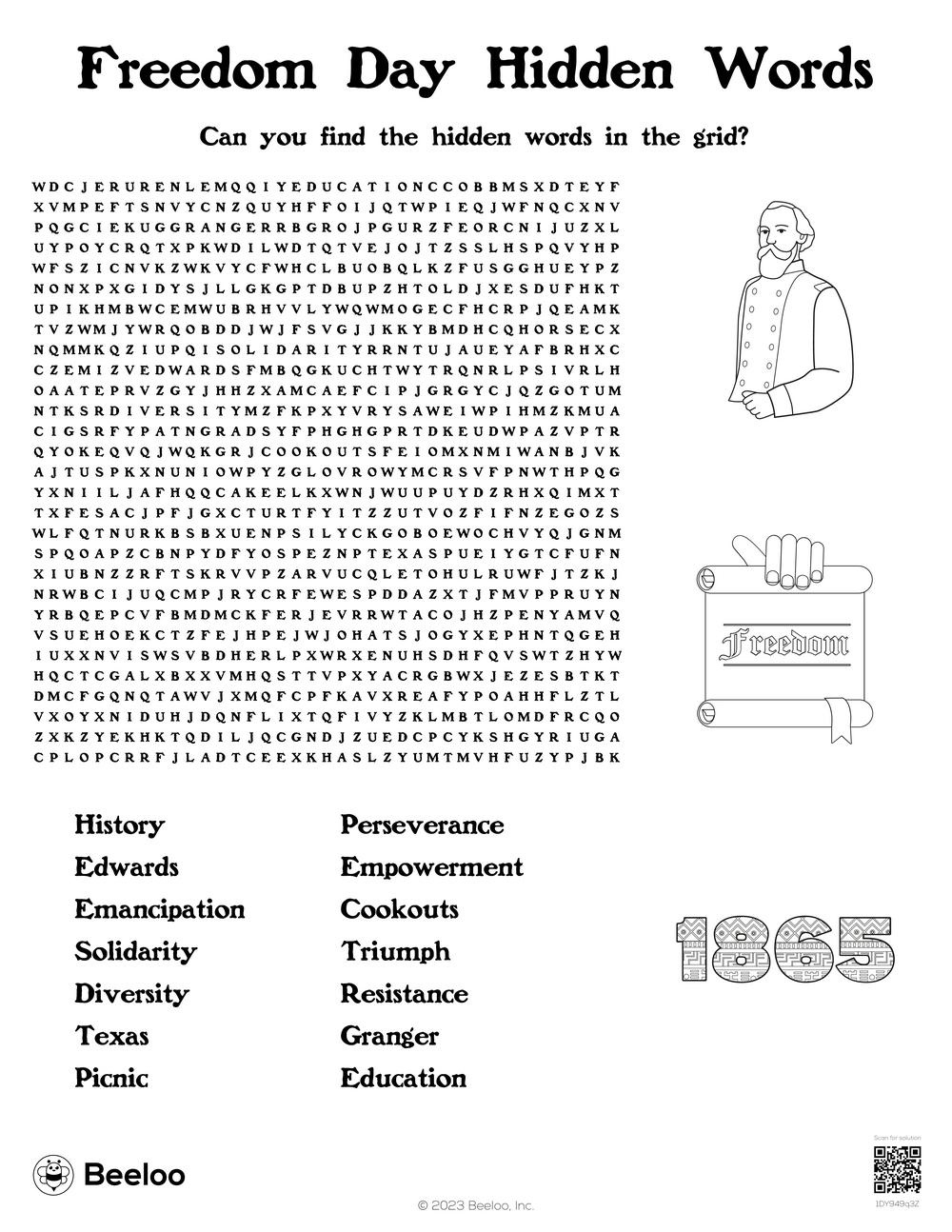 Juneteenth-Themed Word Searches • Beeloo Printable Crafts And regarding Juneteenth Word Search Printable Free