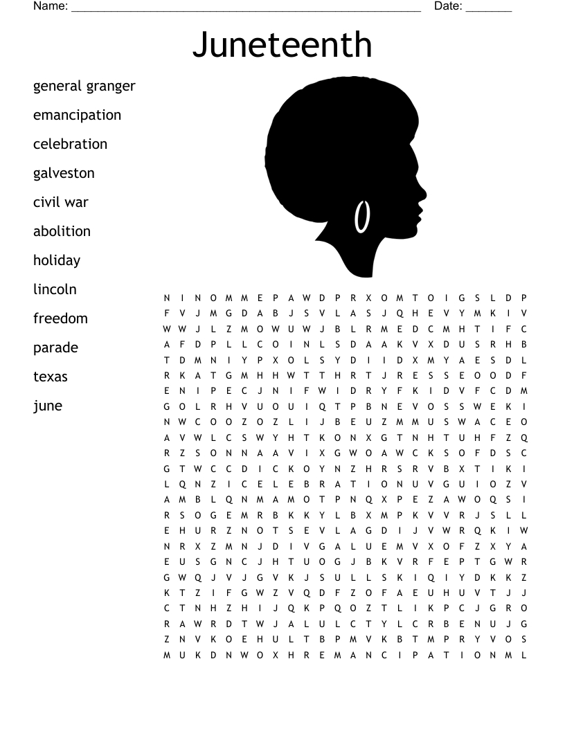 Juneteenth Word Search - Wordmint with Juneteenth Word Search Printable