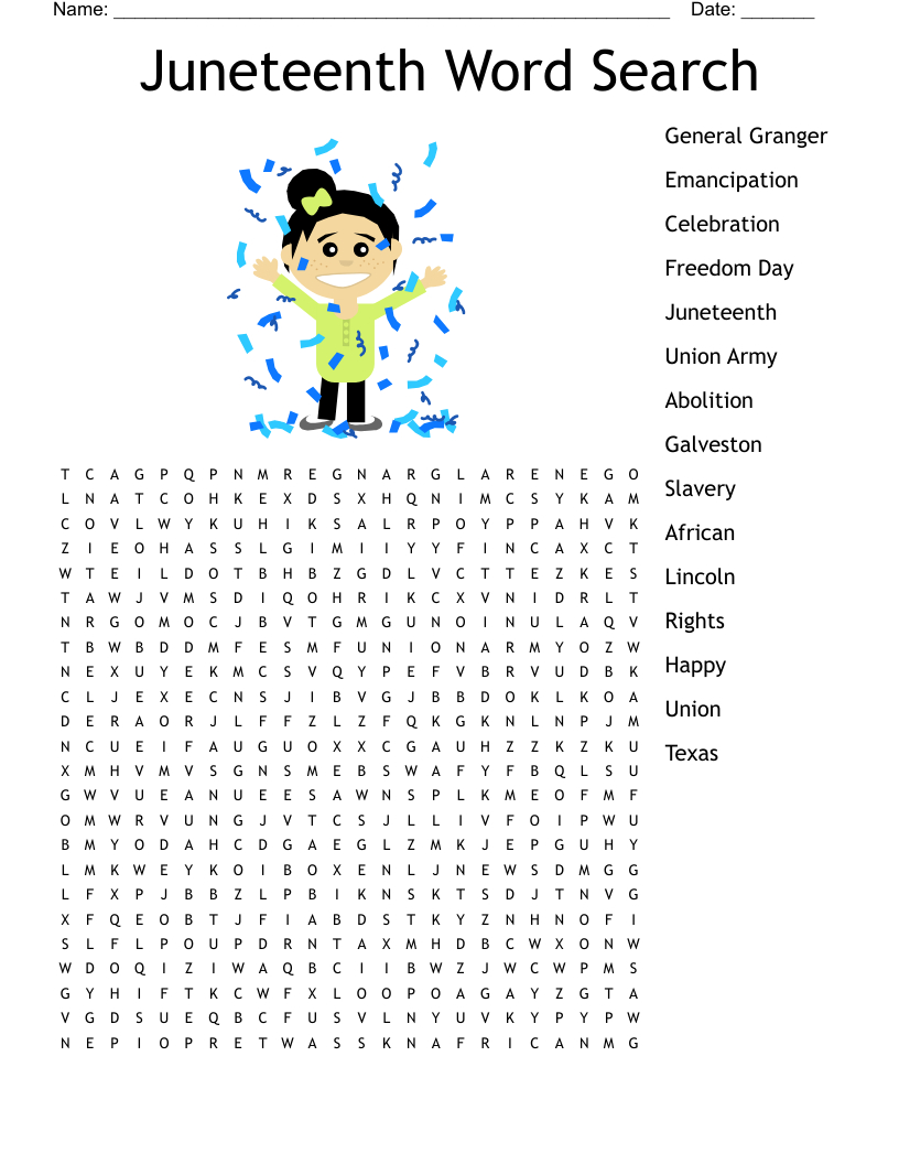 Juneteenth Word Search - Wordmint with regard to Juneteenth Word Search Printable Free