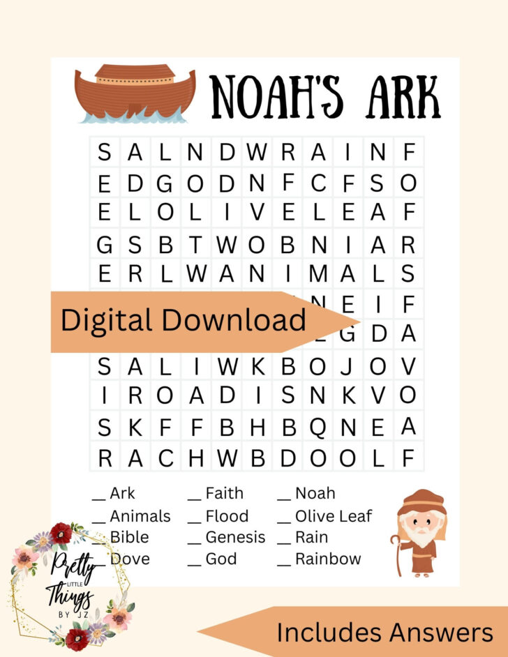 Noah’s Ark Word Search Printable