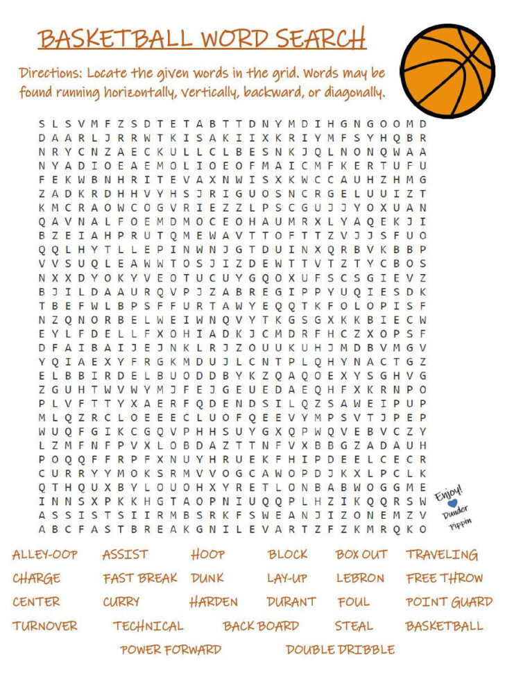 Printable Word Search Basketball Printable Word Search Basketball