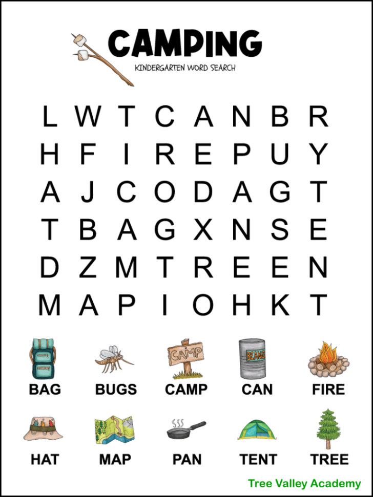 Printable Camping Word Search