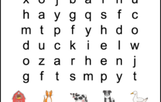 Kindergarten Farm Word Search - Tree Valley Academy regarding Kindergarten Printable Word Search