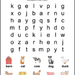 Kindergarten Farm Word Search   Tree Valley Academy Throughout Word Search For Preschoolers Printable