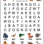 Kindergarten Zoo Animal Word Search   Tree Valley Academy For Printable Word Search Zoo Animals