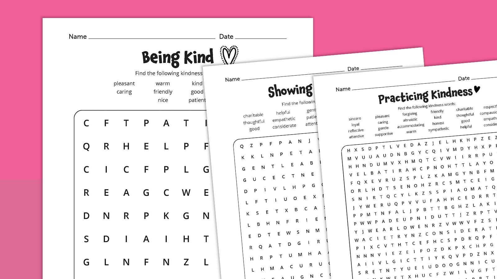 Kindness Word Search Bundle: Free Download Plus Answer Key within Free Printable Word Search Kindness