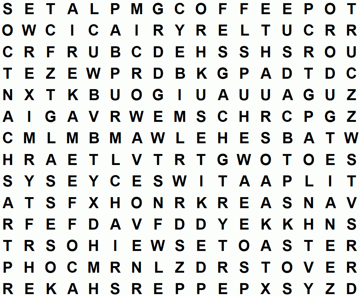 Kitchen - Large Print Word Search Puzzle regarding Free Large Printable Word Search Puzzles