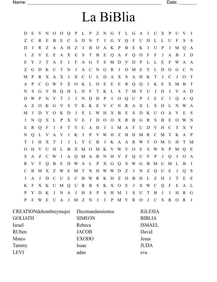 Free Printable Spanish Word Search