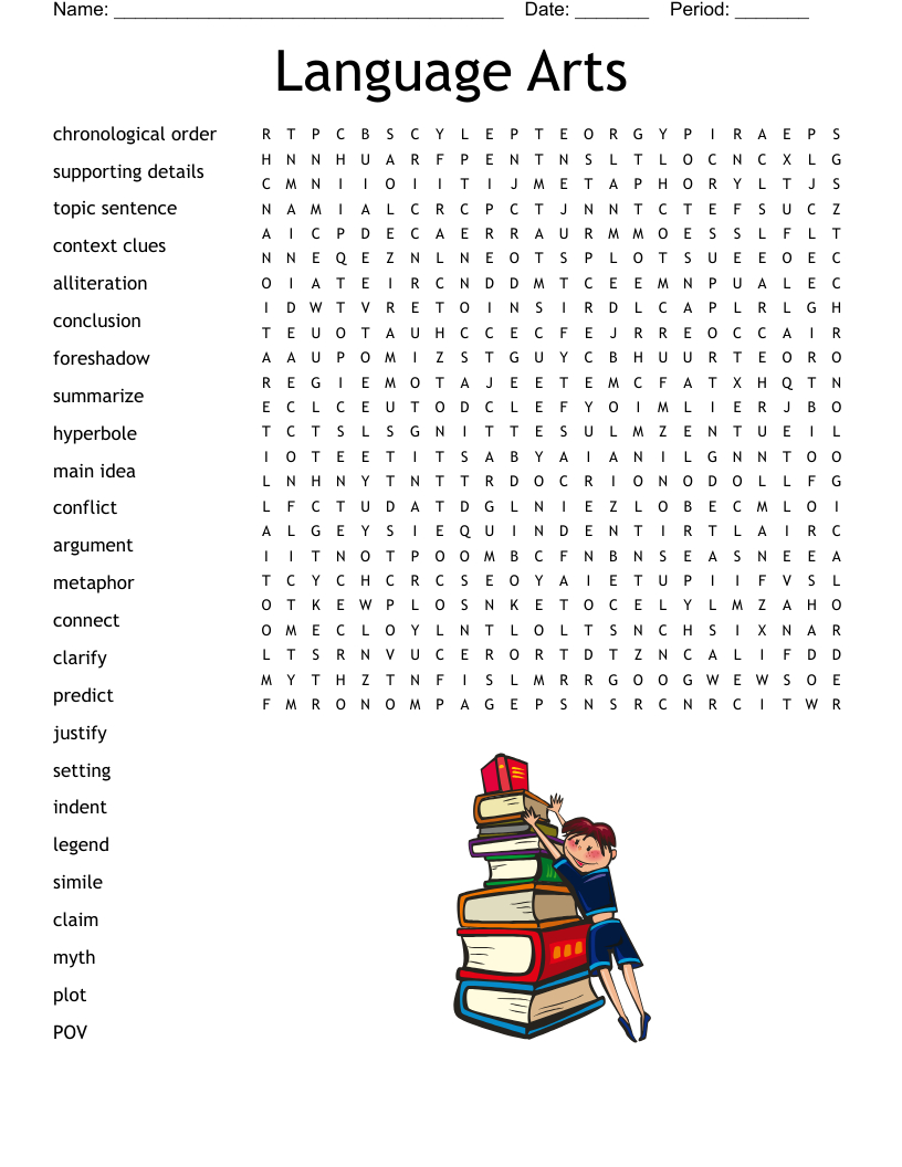 Language Arts Word Search - Wordmint inside Printable Word Search For Ela