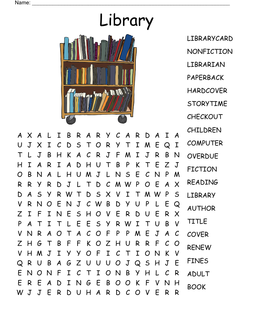 Library Word Search - Wordmint with Library Word Search Free Printable