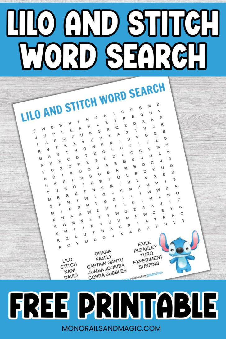 Stitch Word Search Printable