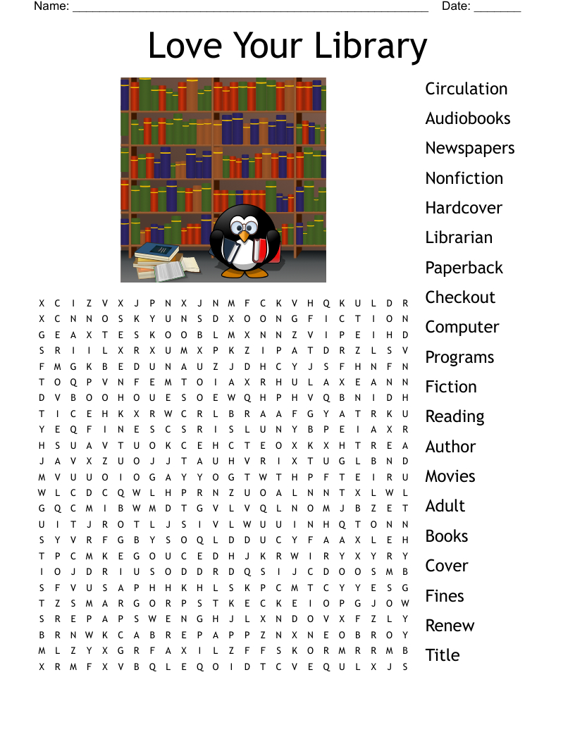 Love Your Library Word Search - Wordmint inside Free Printable Word Search Books For Adults