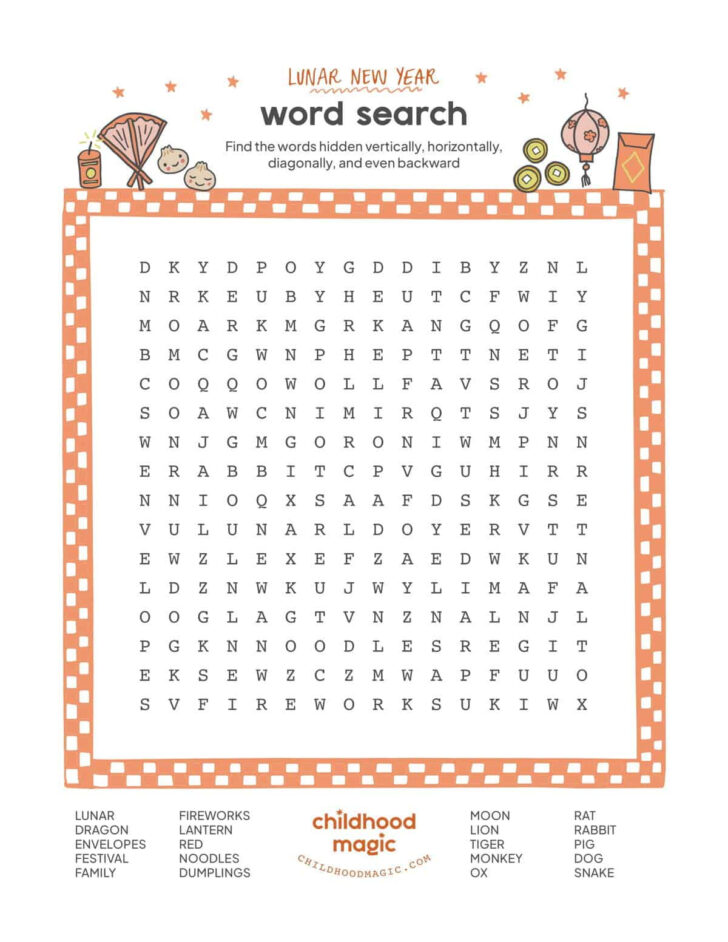 Lunar New Year Word Search Printable