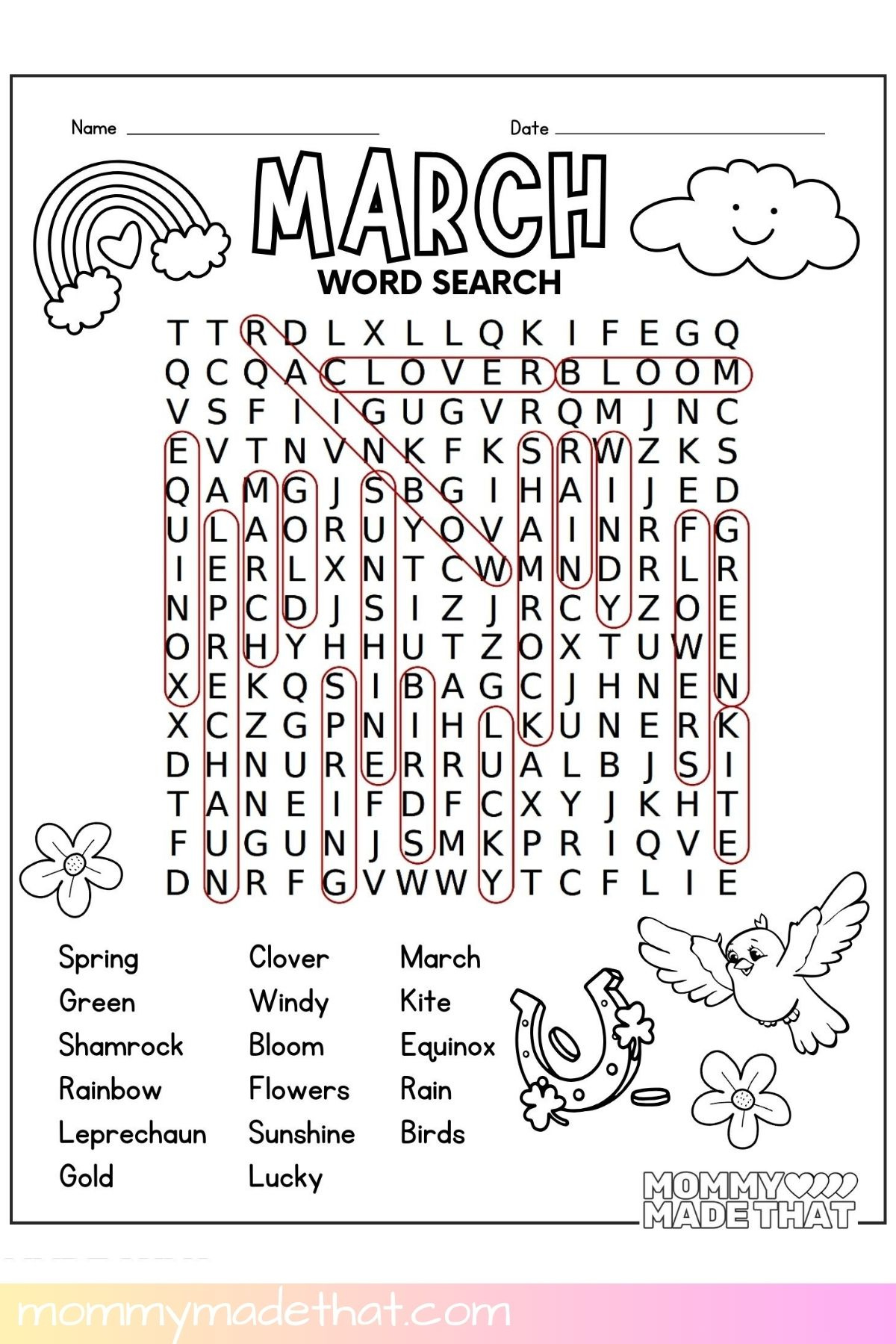 March Word Search (Free Printable) with regard to March Word Search Printable