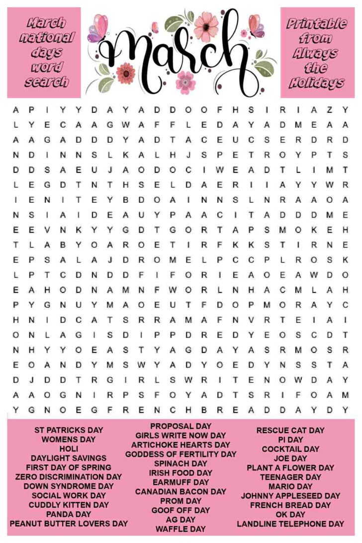 Printable Word Search For Free