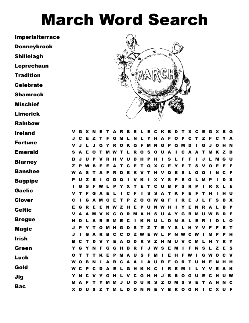 March Word Search - Wordmint intended for Free Printable Word Search March
