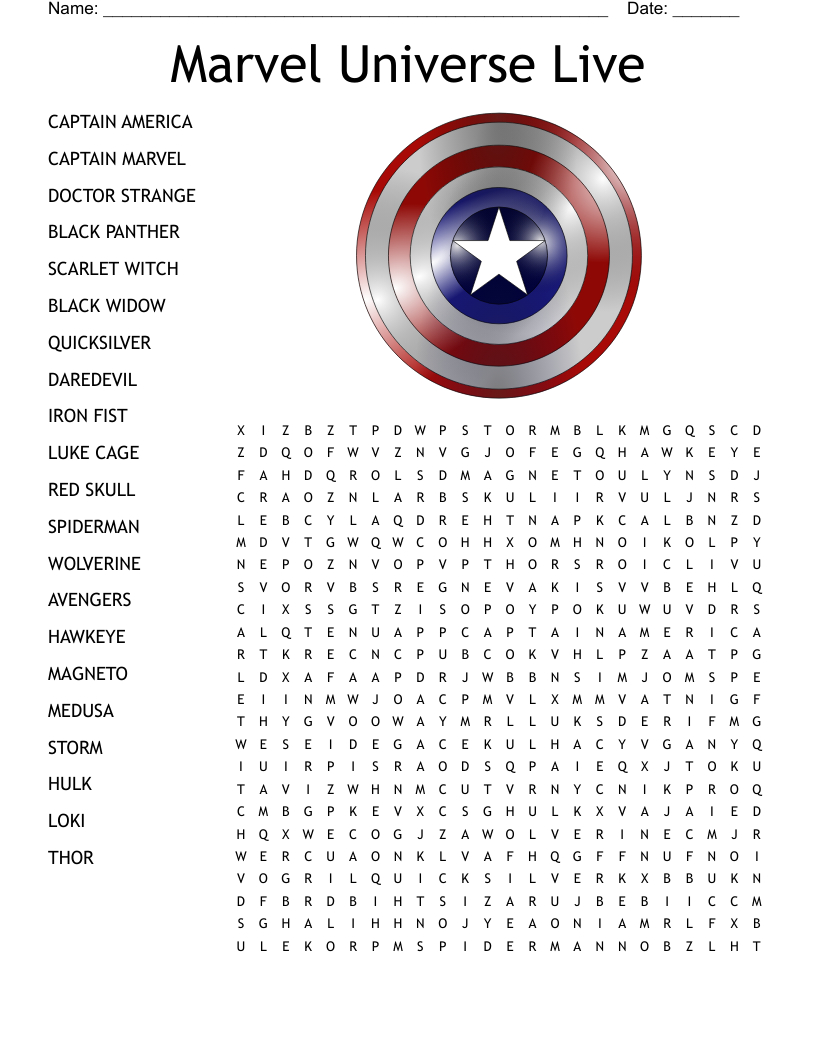 Marvel Characters Word Search - Wordmint throughout Marvel Word Search Printable