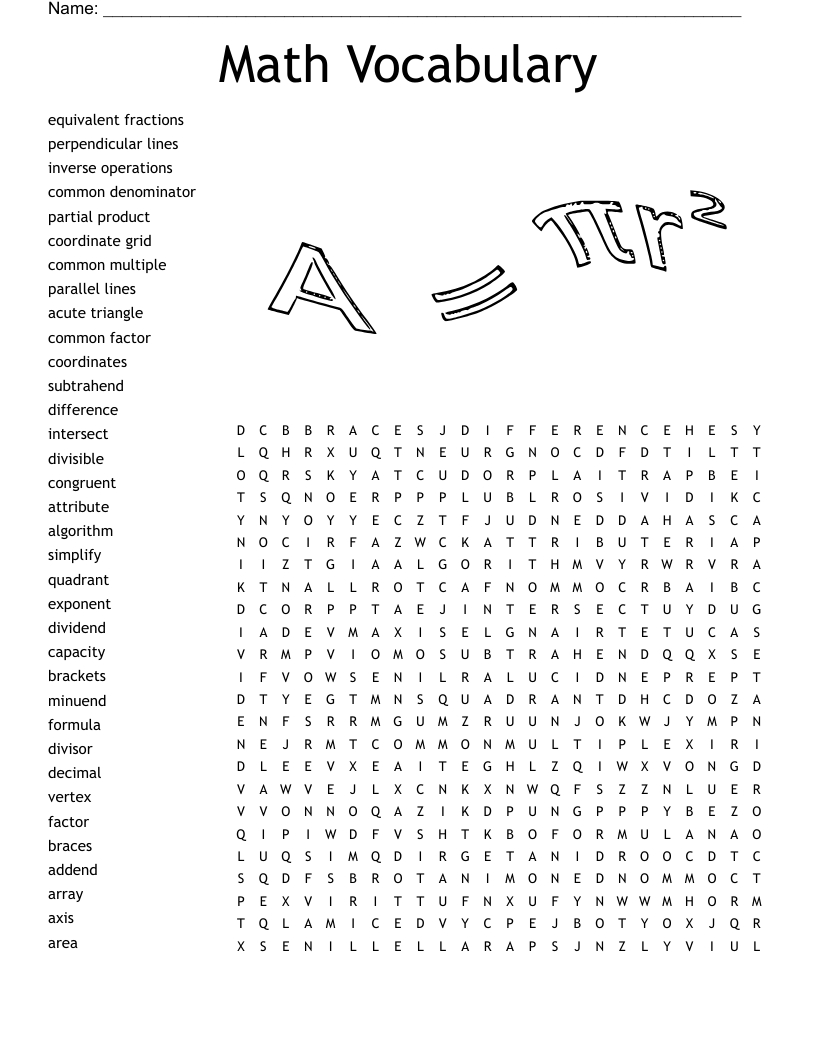 Math Vocabulary Word Search - Wordmint inside Math Word Search Puzzles Printable